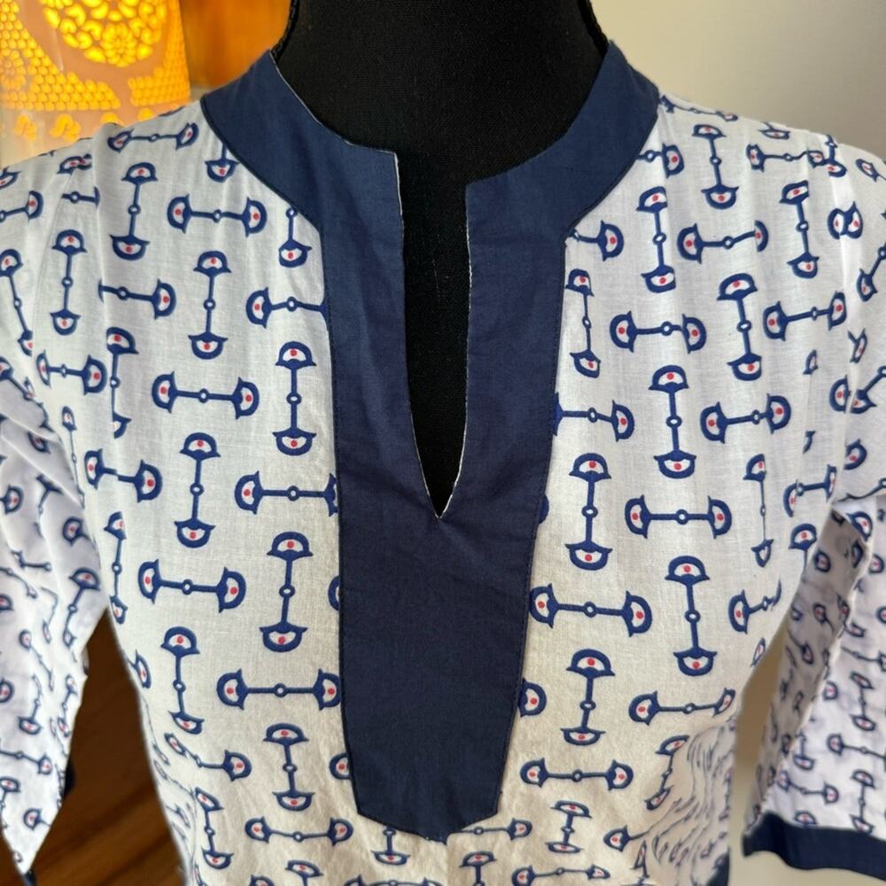 Malabar Bay Navy and White Lightweight Coverup Shirt - Picture 4 of 11